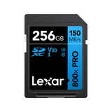 Lexar High-Performance SDXC Memory Card, 800x PRO, 256GB, Class 10, UHS-I, U3 Blue Series