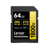 Lexar Professional SDXC Memory Card, 1800x 64GB, 128GB, 256GB, 512GB, Class 10, UHS-II, U3, GOLD Series