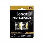 Lexar Professional SDXC Memory Card, 1800x 64GB, 128GB, 256GB, 512GB, Class 10, UHS-II, U3, GOLD Series