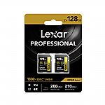 Lexar Professional SDXC Memory Card, 1800x 64GB, 128GB, 256GB, 512GB, Class 10, UHS-II, U3, GOLD Series