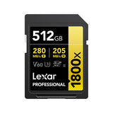 Lexar Professional SDXC Memory Card, 1800x 64GB, 128GB, 256GB, 512GB, Class 10, UHS-II, U3, GOLD Series