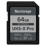 Nextorage, Memory Card, 64GB, 128GB, 256GB, SDXC, UHS-II Pro, Max 300r/299w MB/s, Class 10, V90